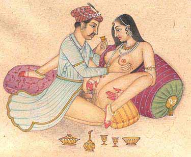Miniatura india para los Kama-Sutra (Aforismos sobre el amor) de Vatsyayana Mallanaga.